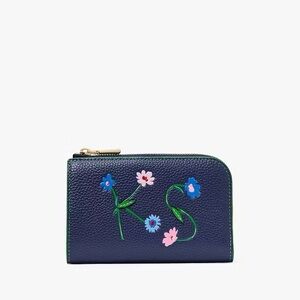 ♠️Kate Spade In The Garden Compact Wallet, Parisian Navy Blue NEW NWT